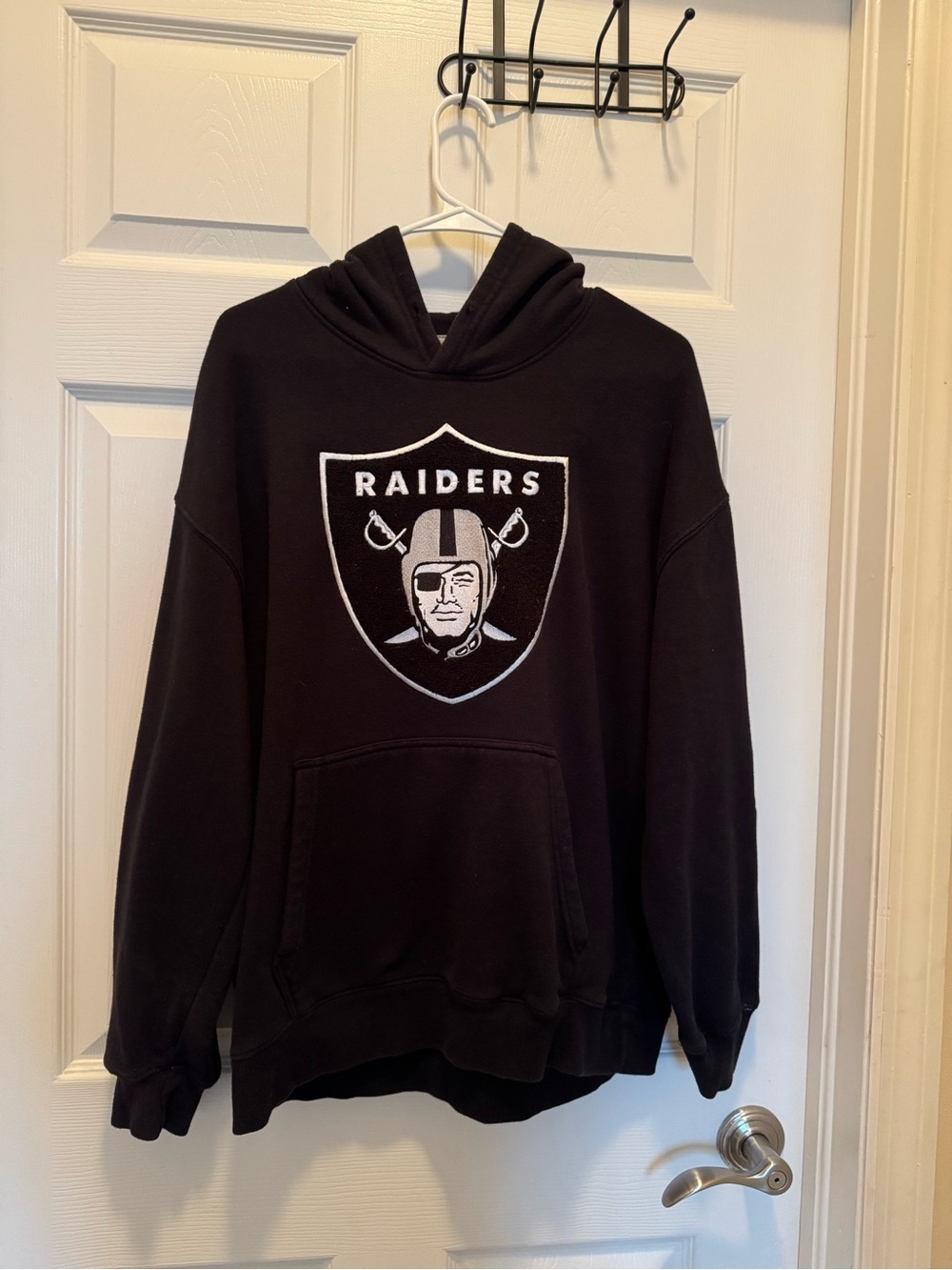 NFL Black Raiders Pullover Hoodie with White Shield Logo Las Vegas